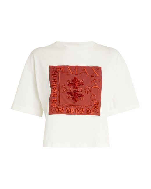 MAX&Co. Red Cotton Logo Patch T-shirt