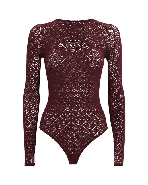 Wolford Purple Mermaid Net Thong Bodysuit