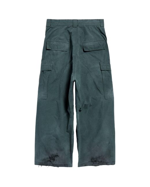 Balenciaga Blue Cotton Oversized Cargo Trousers for men