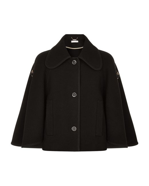Chloé Black Short Cape Coat
