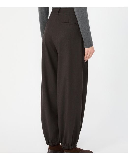 Max Mara Black Virgin Wool Belted Tailored Trousers