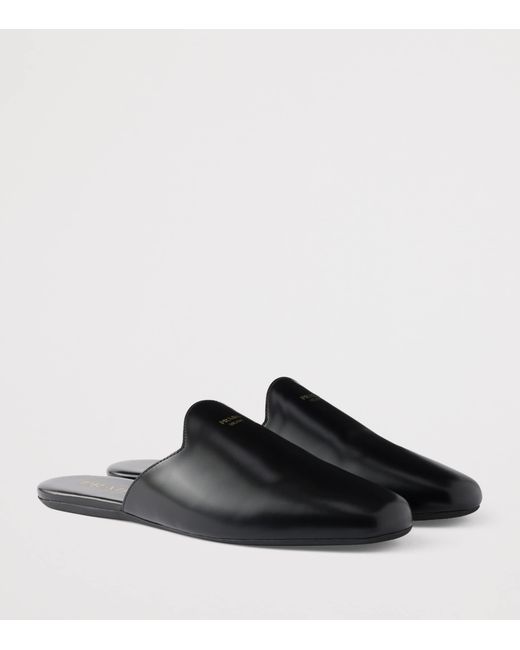 Prada Black Leather Flat Mules