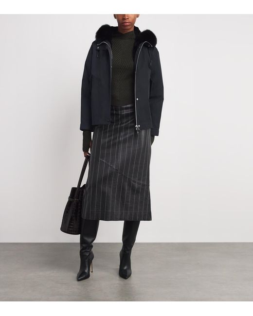 Yves Salomon Black Waterproof Fur-Trim Parka Coat