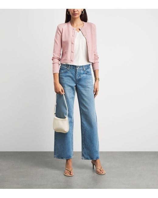L'Agence Pink Cropped Patsy Cardigan