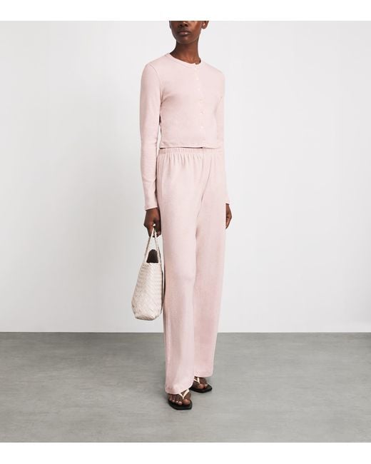 Leset Pink Cotton Cropped Nando Cardigan