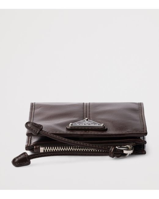 Prada Black Small Leather Zipped Wallet for men
