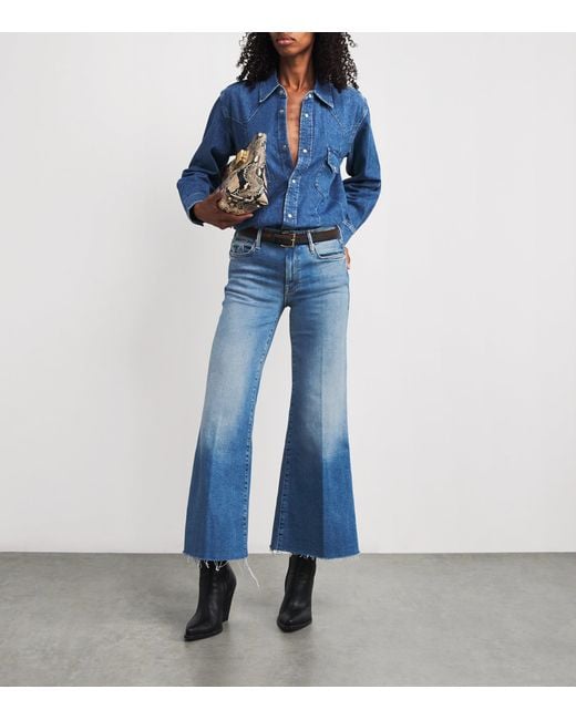 Mother Blue The Roller Fray Wide-Leg Jeans