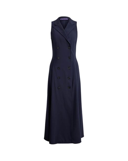 Ralph Lauren Blue Cotton-Blend Alecia Midi Dress