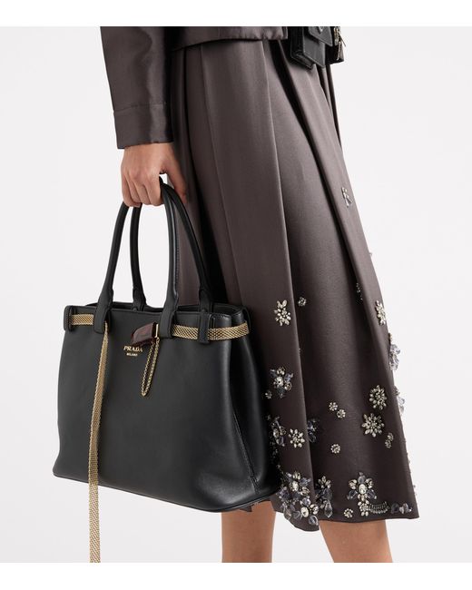 Prada Brown Silk-Wool Embroidered Skirt