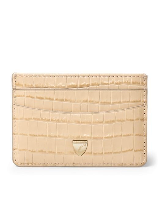 Aspinal Natural Leather Croc-Embossed Slim Card Holder