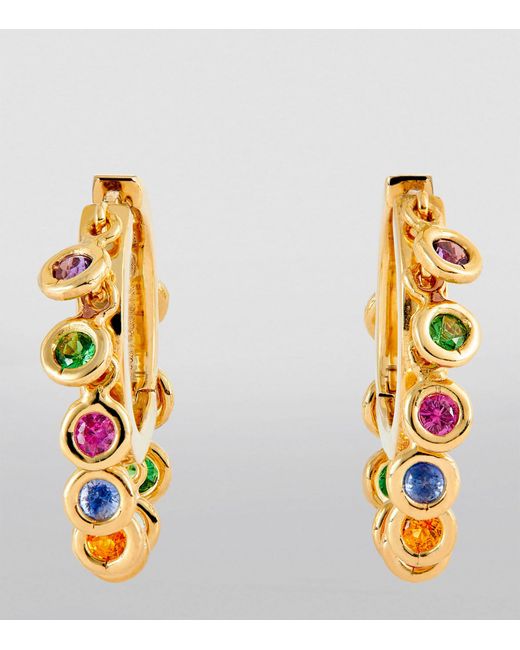 Nadine Aysoy Metallic Yellow Gold And Mixed Stone Le Cercle Shakers Hoop Earrings