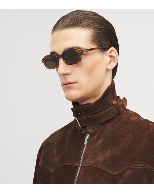 Alexander McQueen Metallic Tortoiseshell Rectangular Sunglasses