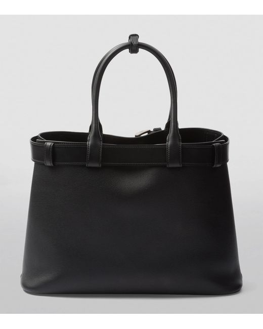 Prada Black Large Leather Buckle Tote Bag