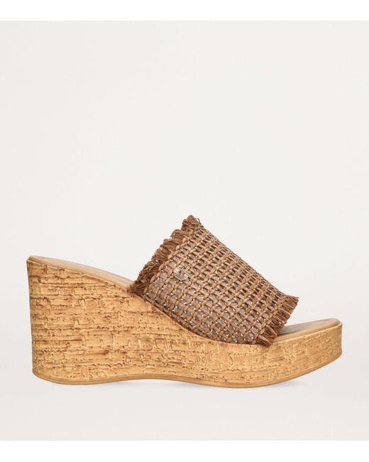 Carvela Kurt Geiger Brown Raffia-effect Maple Wedge Sandals