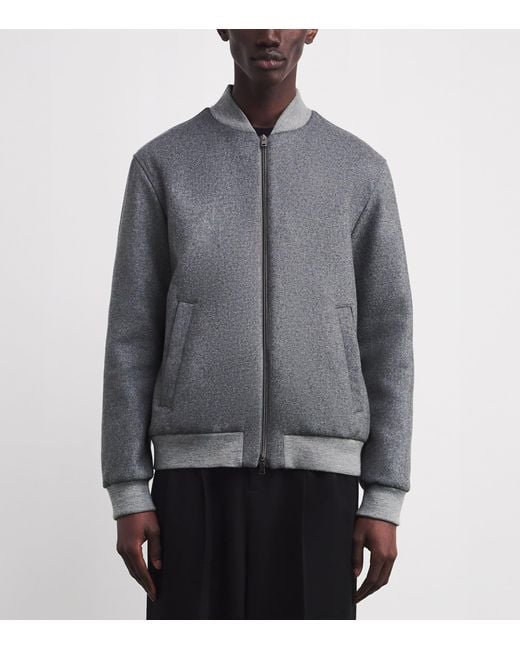 Herno Gray Wool-Blend Felt Bomber Jacket for men
