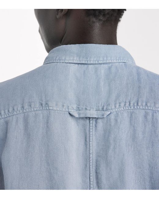 Citizens of Humanity Blue Linen Short-Sleeve Shirt for men