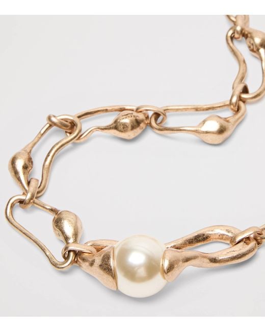 Weekend by Maxmara White Faux Pearl Chain Necklace
