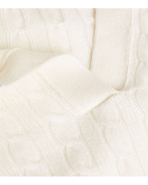Johnstons White Cashmere Polo Sweater