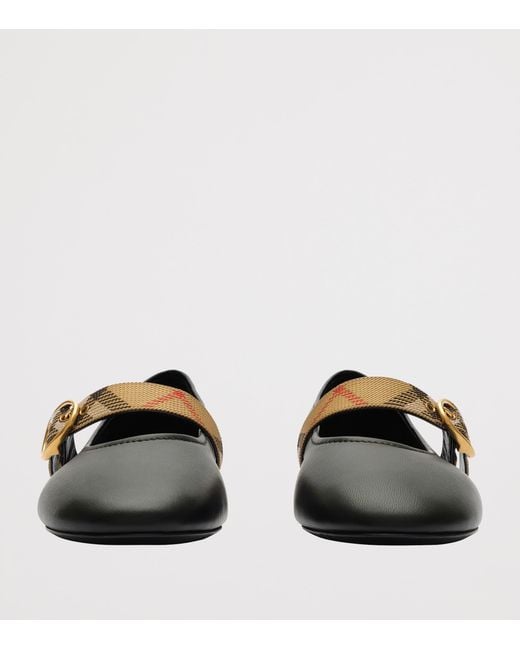 Burberry Black Leather Robin Ballet Flats