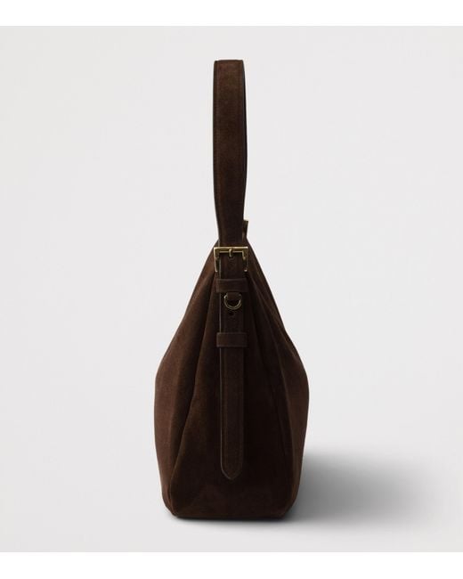 Prada Brown Medium Suede Aimée Shoulder Bag