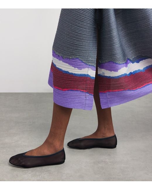Pleats Please Issey Miyake Blue Grainy Colors Midi Skirt