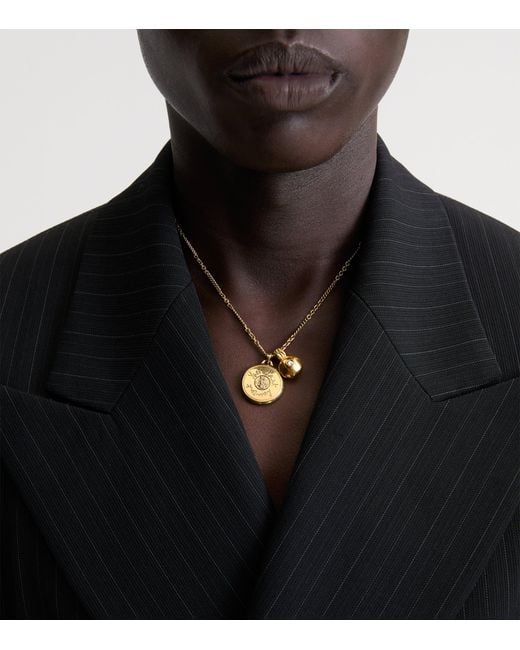 Saint Laurent Metallic Cassandre Medallion Necklace for men