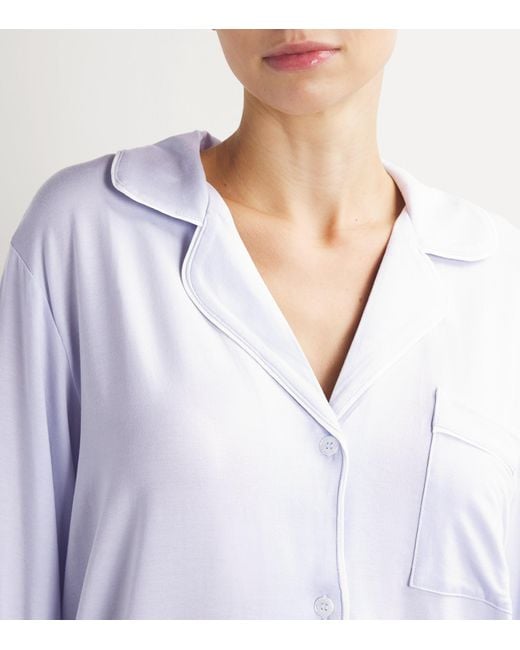 Eberjey White Gisele Long Piped Pyjama Set