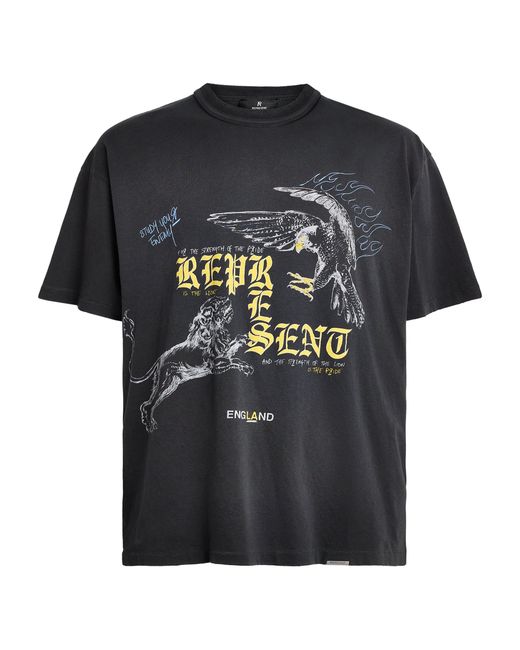 Represent Black Cotton Enemy Graphic T-Shirt for men