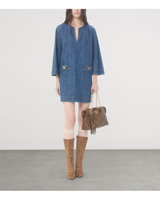 Valentino Blue Denim Shift Mini Dress