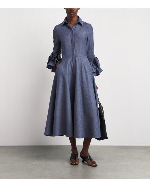 Safiyaa Blue Chambray Cassandre Midi Dress