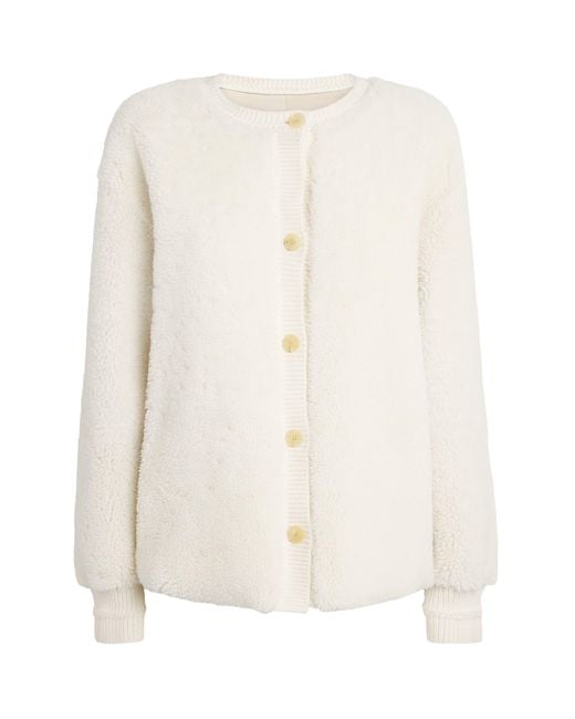 Lafayette 148 New York White Shearling-Suede Reversible Jacket