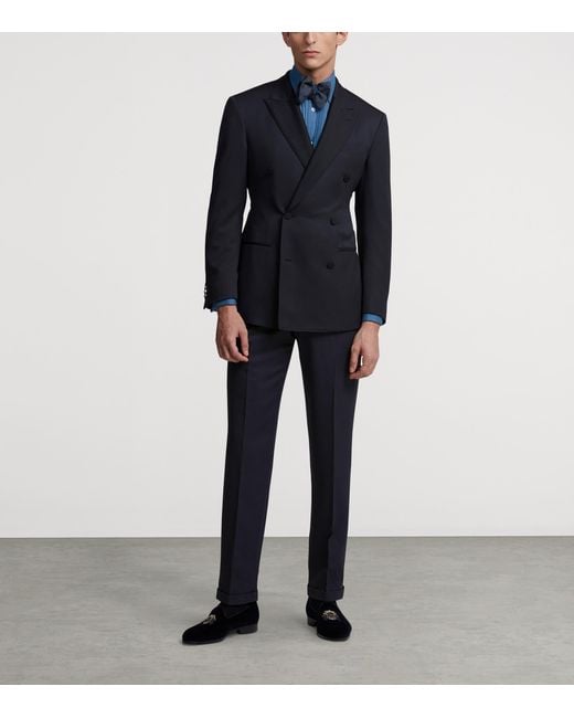 Dunhill Blue Wool-Cashmere Evening Suit Jacket for men