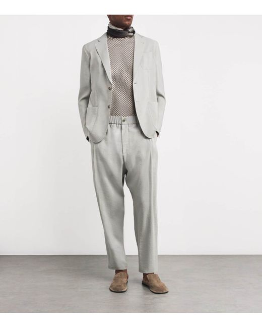 Giorgio Armani Gray Silk-Blend Blazer for men