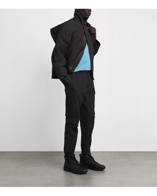 C P Company Black Cotton Microreps Cargo Trousers for men