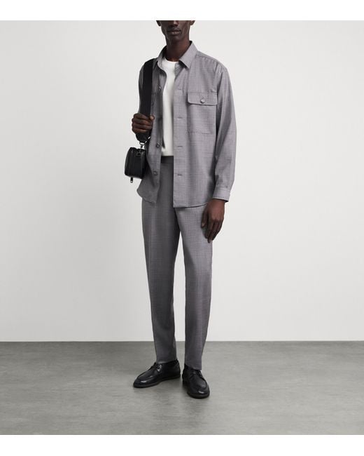 Boss Gray Linen-Blend Overshirt for men