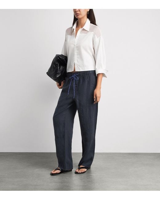 Rag & Bone Blue Linen Atlas Wide-Leg Trousers