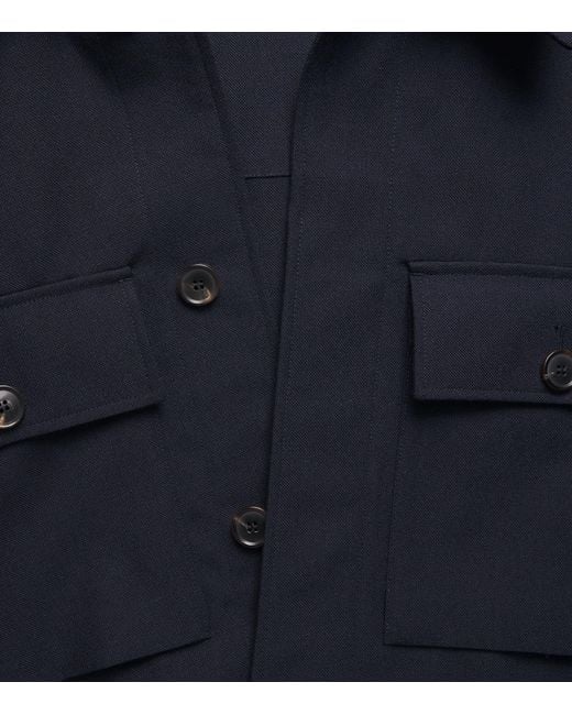 Paul Smith Blue Worsted Wool Overshirt for men