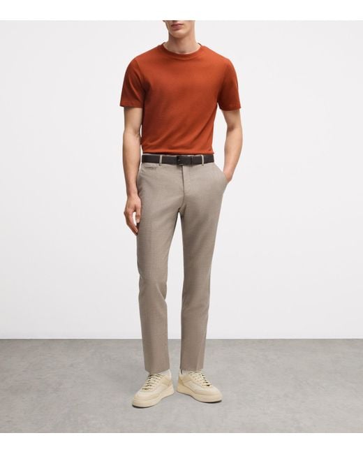 Boss Brown Cotton-Blend Bubble-Jacquard T-Shirt for men