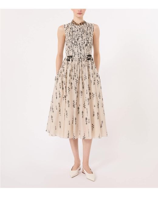 Max Mara Natural Cotton Floral Midi Dress