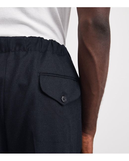 FIORONI CASHMERE Blue Virgin Wool Drawstring Trousers for men