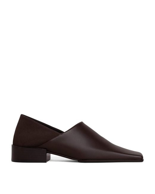 Alaïa Brown Leather-Suede Square-Toe Loafers
