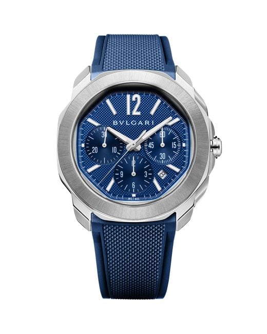 BVLGARI Blue Stainless Steel Octo Roma Watch 42mm for men