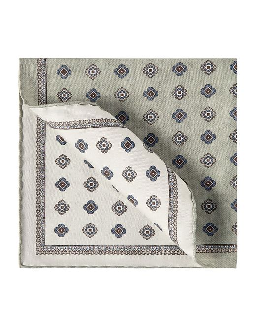 Brunello Cucinelli Metallic Silk Medallion Pocket Square for men