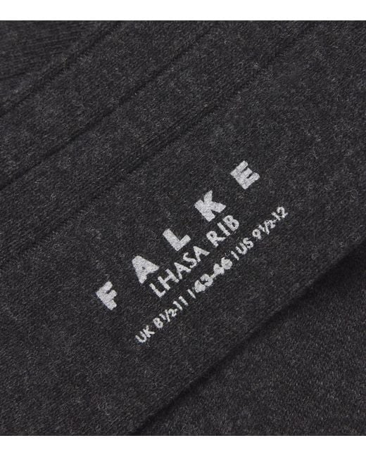 Falke Black Wool-Cashmere Blend Lhasa Ribbed Socks for men