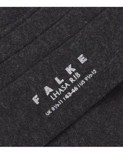 Falke Black Wool-Cashmere Blend Lhasa Ribbed Socks for men