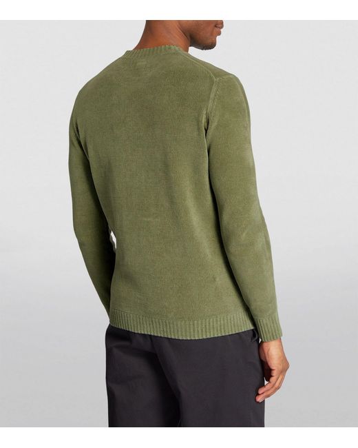 C P Company Green Chenille Lens-detail Sweater for men