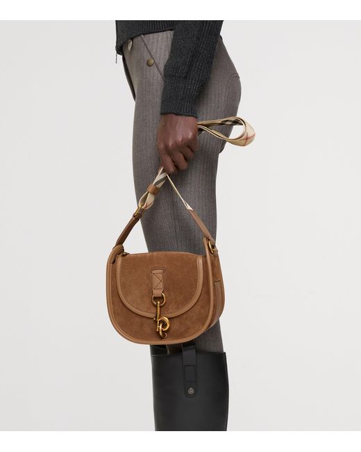 Burberry Brown Mini Suede B Clip Cross-Body Bag