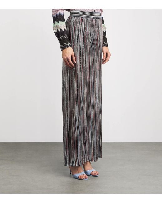 Missoni Gray Knitted Sequin Stripe Trousers