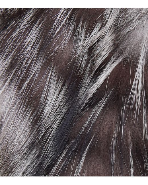 Yves Salomon Gray Fox Fur-Wool Belted Coat