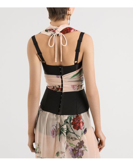 Dolce & Gabbana Red Floral Print Corset Top